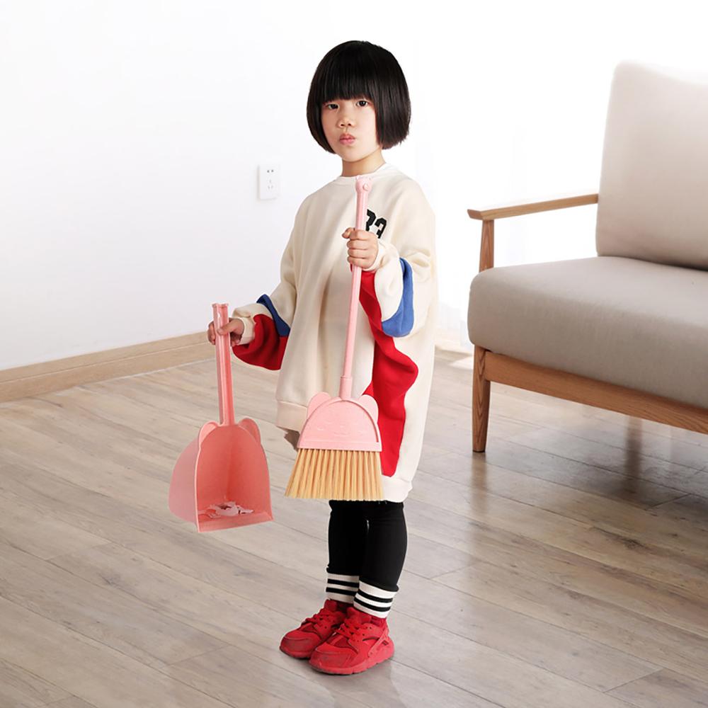 OTHERHOUSE Baby Mini Sweeping Home Broom Dustpan Set Children Toy Floor Cleaner Dust Pan and Brush Soft Bristle Cleaning Tool
