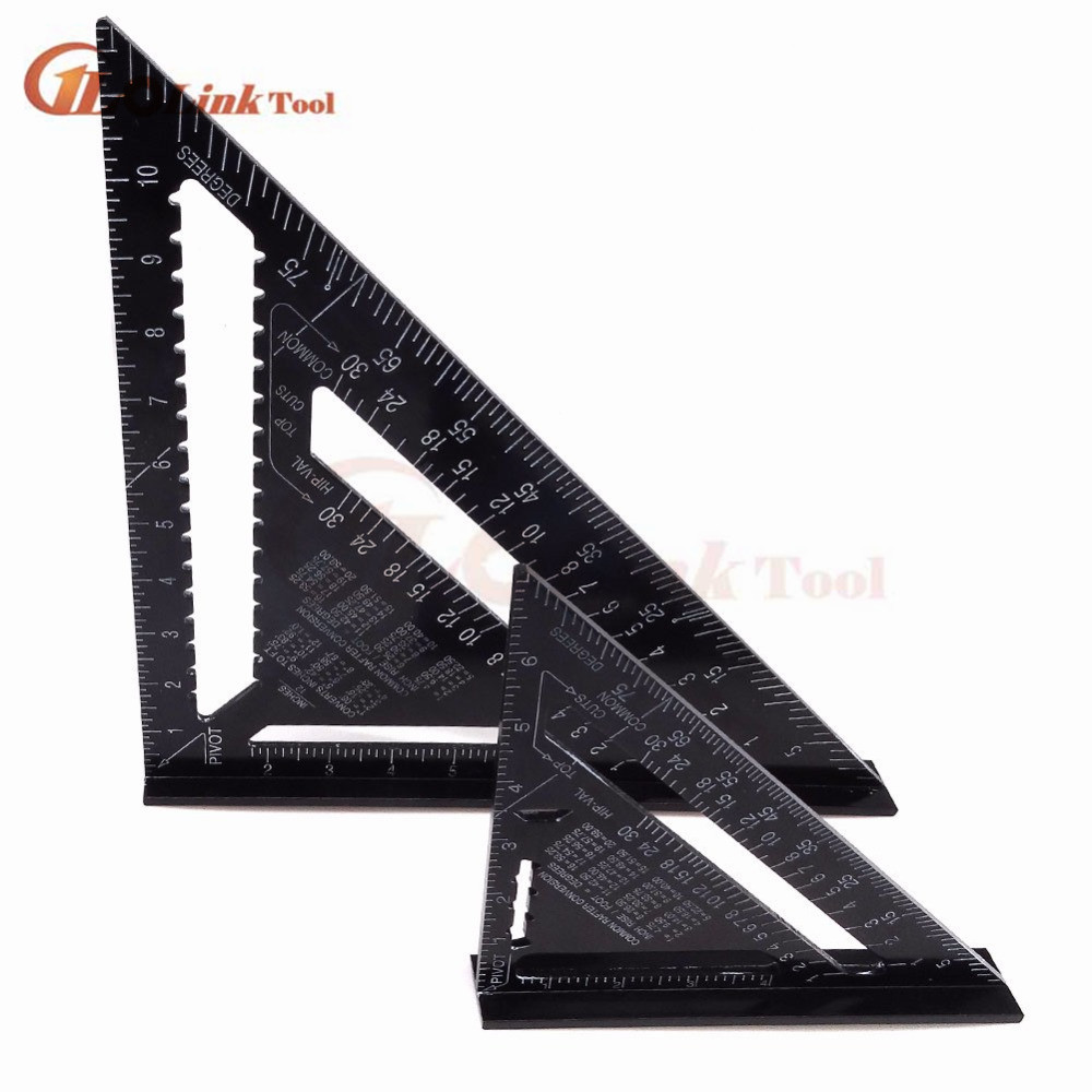 Angle Ruler 7/12 inch Metric Aluminum Alloy Triangular Measuring Ruler Woodwork Speed Square Triangle Angle Protractor Measuring