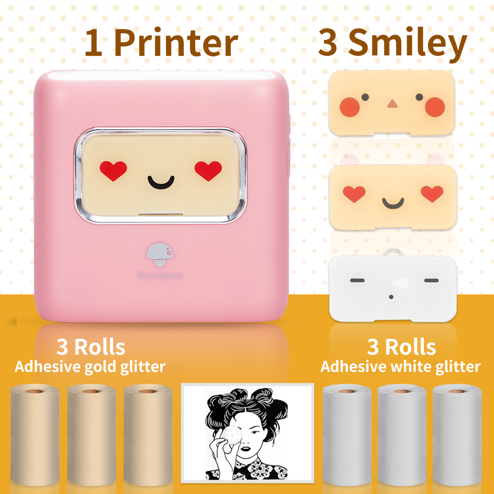 Phomemo M02E Pocket Thermal Picture Mini Printer Clear Printing Label Sticker Maker Wireless Photo Printing for Christmas