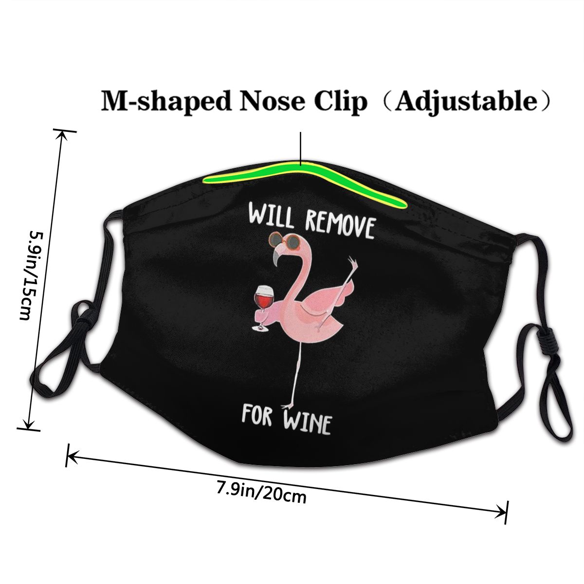 Grappige Flamingo Zal Verwijderen Voor Wijn Masker Unisex Non-Disposable Mond Gezichtsmasker Anti Haze Anti Stofkap