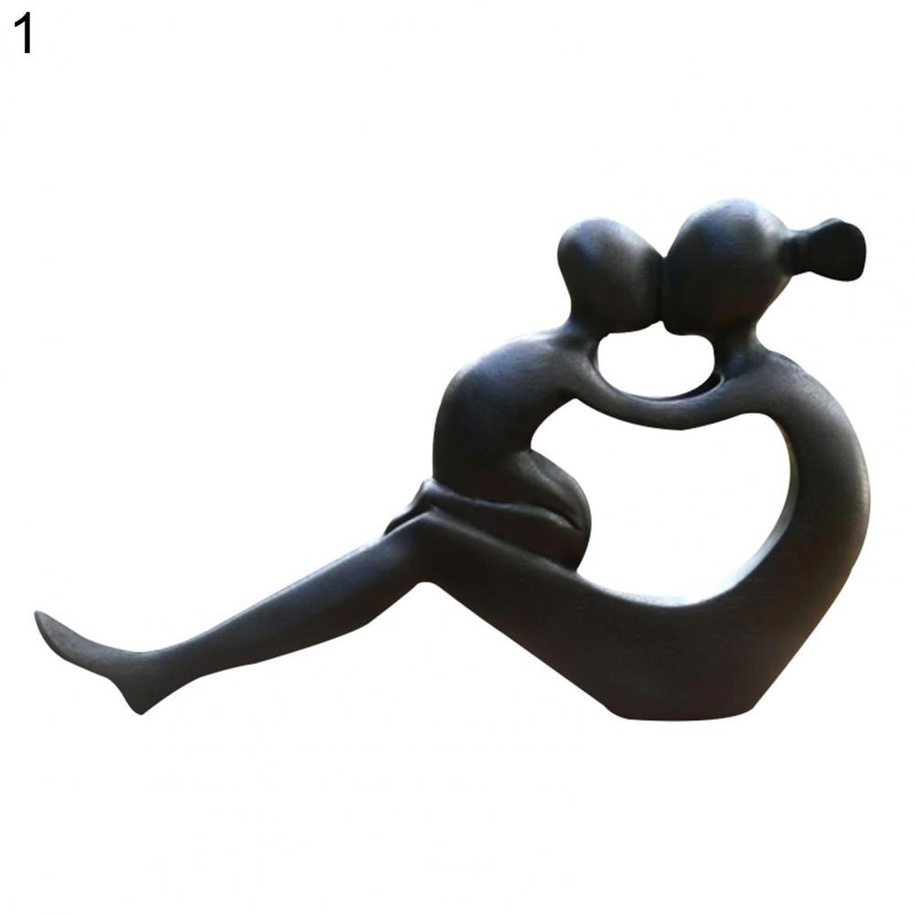 Wood Sculpture Mom Child Decor Handcrafted Statue Exquisite Workmanship Abstract Embrace Hug Hollow-out Mother Child Figurines f: Black 1