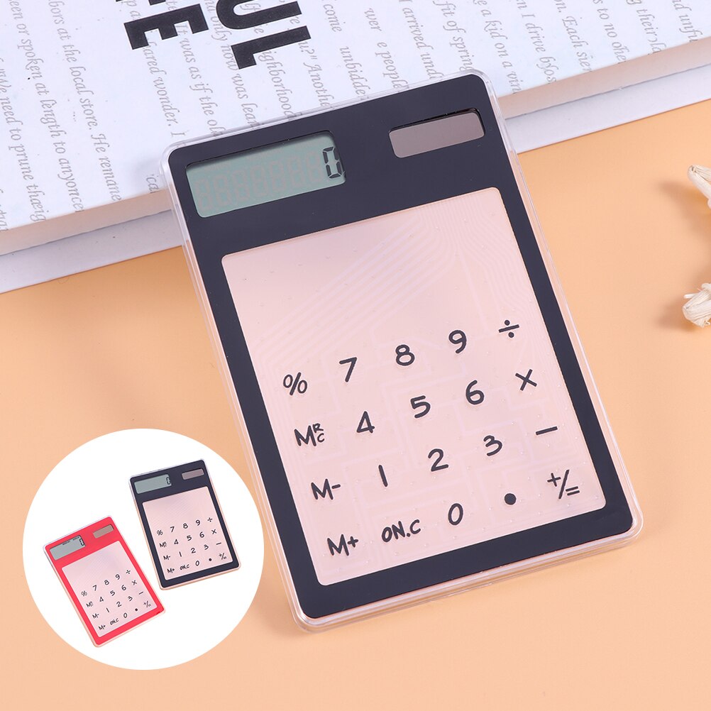 2Pcs Solar Powered Calculator Clear Touch Calculator Ultra Thin Calculator for Students