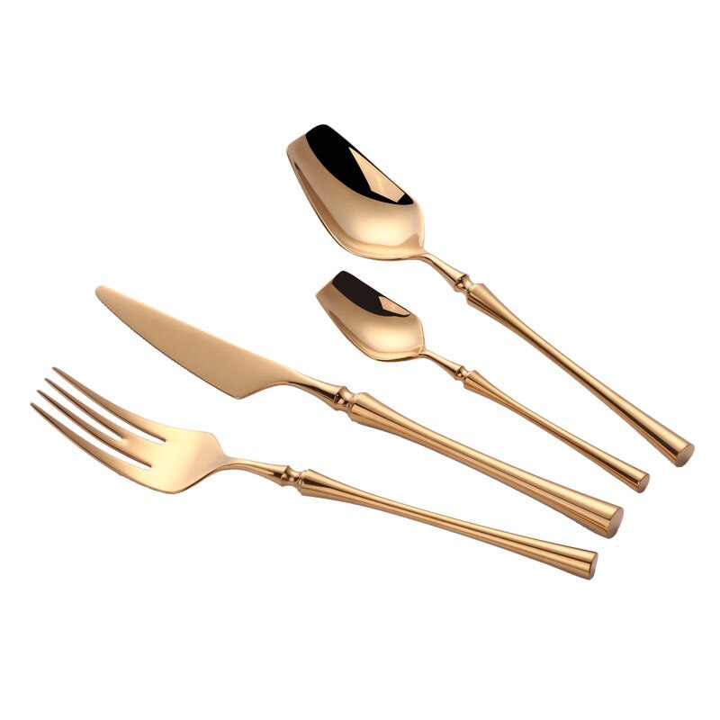 Kubac Hommi Rvs Spiegel Gepolijst Bestek Set Glossy Zilveren Serviesje Matte Servies Kerstcadeau: Shiny Gold