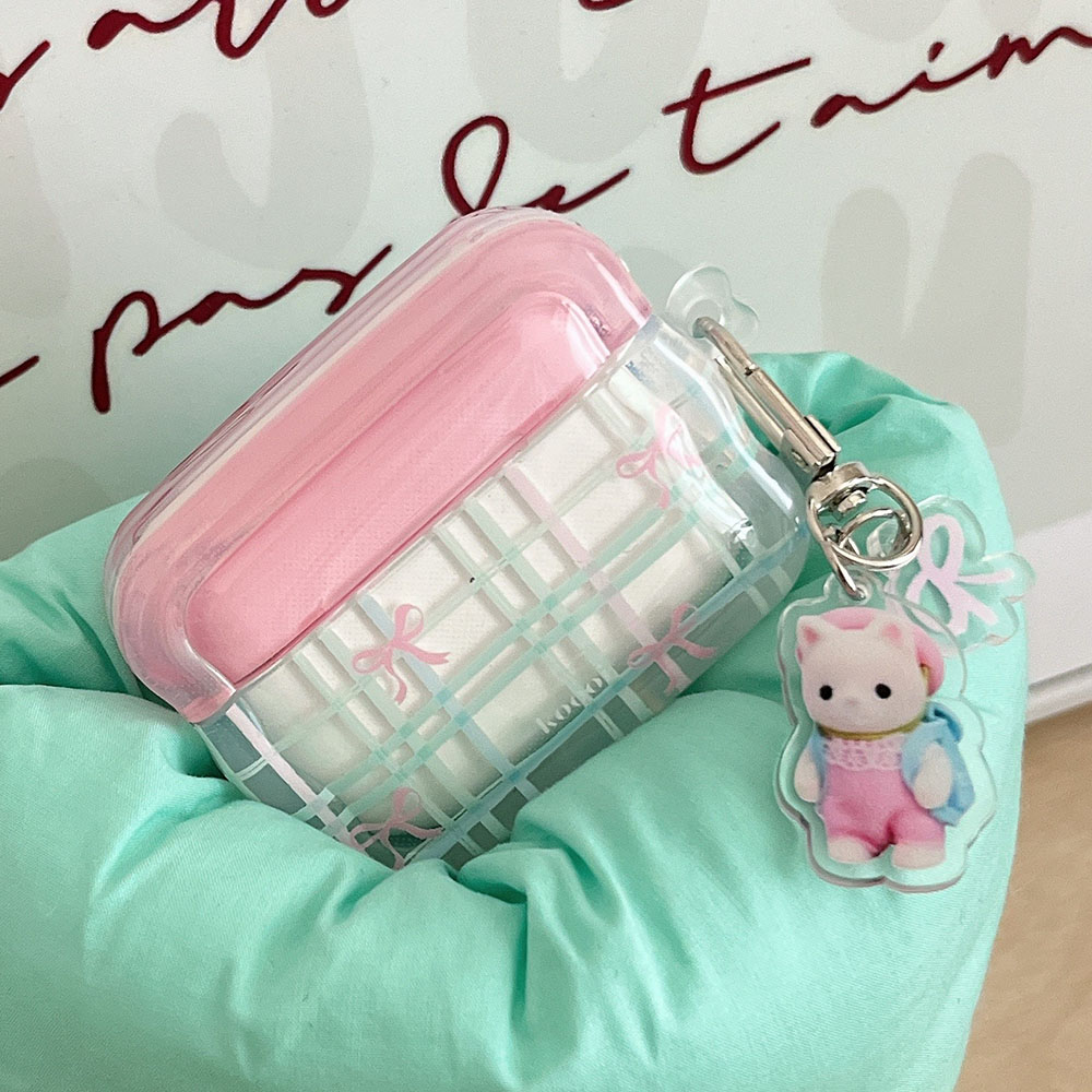 Carcasa ondulada de cinta rosa INS para Airpods 1/2 3 4, funda suave transparente para auriculares para AirPods Pro 2 2. ° funda protectora para auriculares inalámbricos
