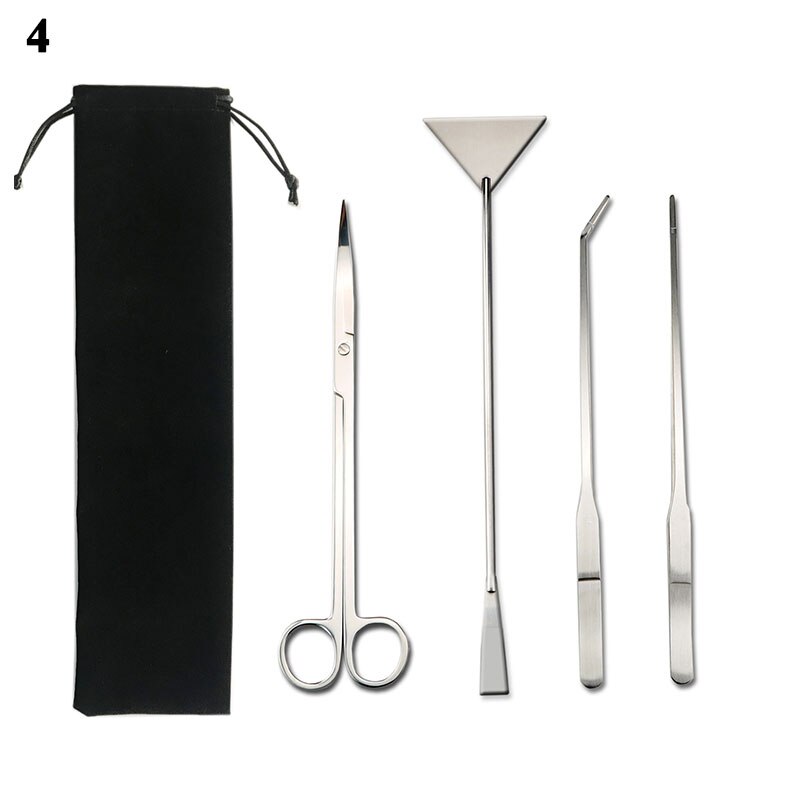 4 in 1 Aquarium Tank Tools Kit Stainless Steel Maintenance Tools Aquascaping Fish Tank Aquatic Plants Long Tweezers Scissors: 4