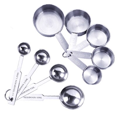 Maatbekers Stapelbaar Keuken Maatlepel Set Rvs Eetlepels Thuis Maatbekers En Lepels Set: 9pcs measuring cup