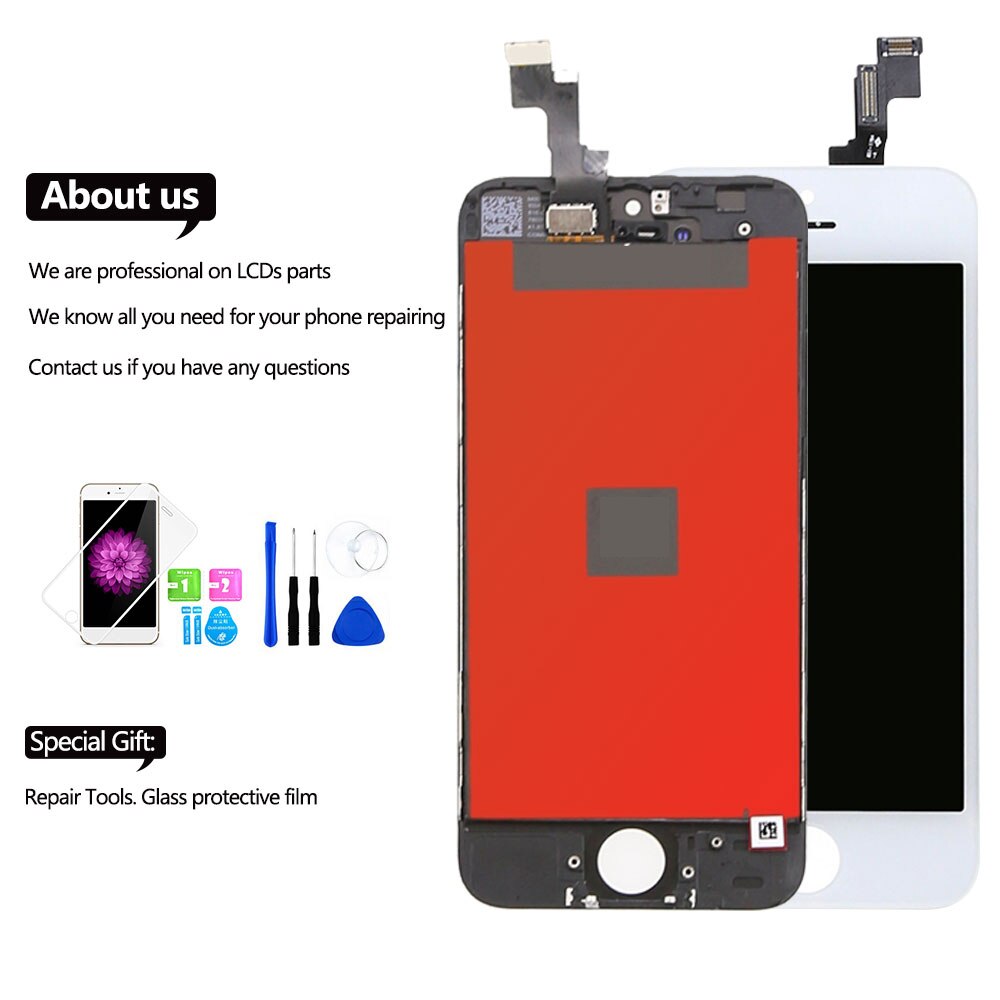 Pantalla AAA para iPhone 4, 4S, 5, 5c, 5s, montaje de digitalizador táctil, piezas de reparación con película templada + herramientas