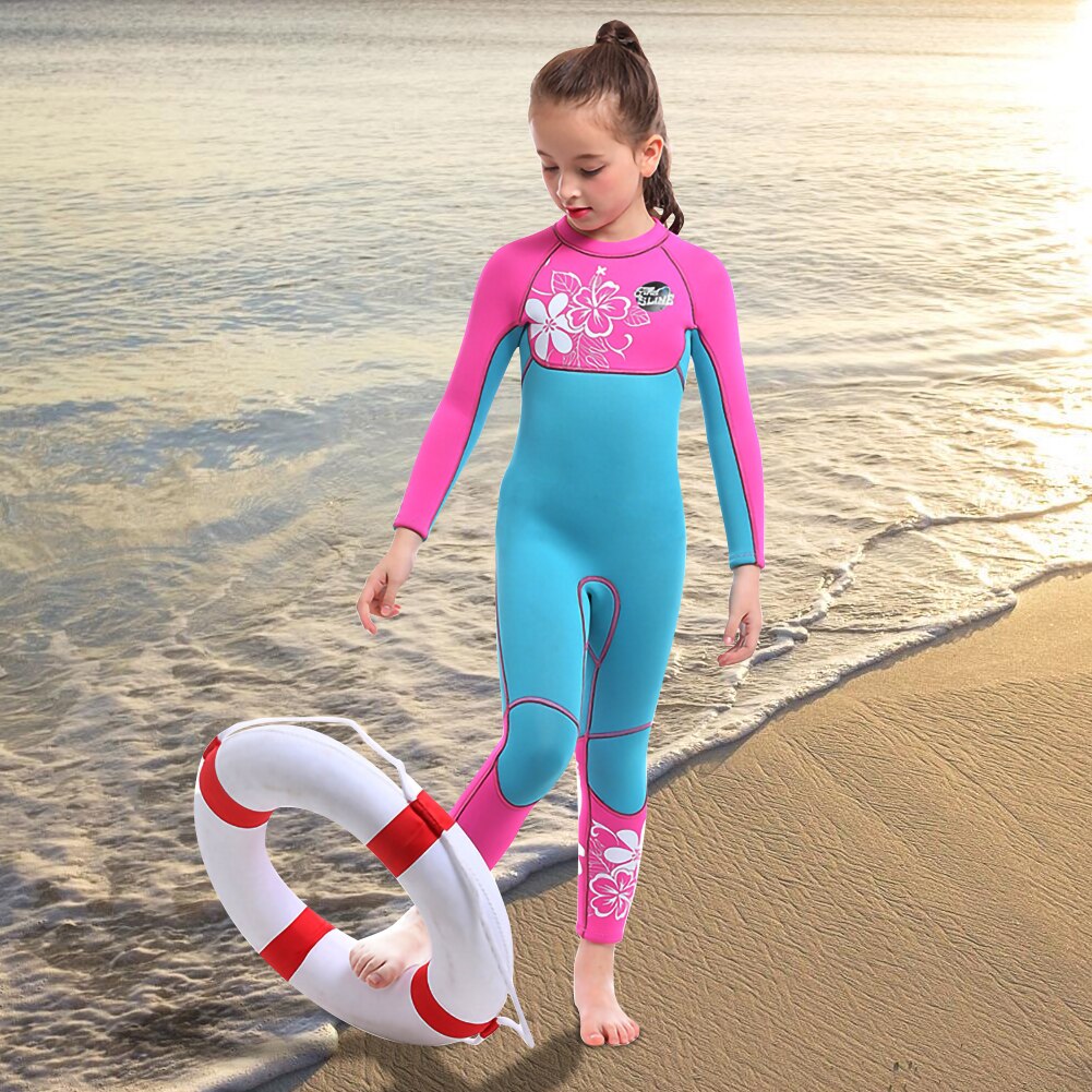 Traje de neopreno para niños, trajes de manga larga de neopreno de 3mm de grosor, protección solar con cremallera, equipo de buceo y natación de una pieza