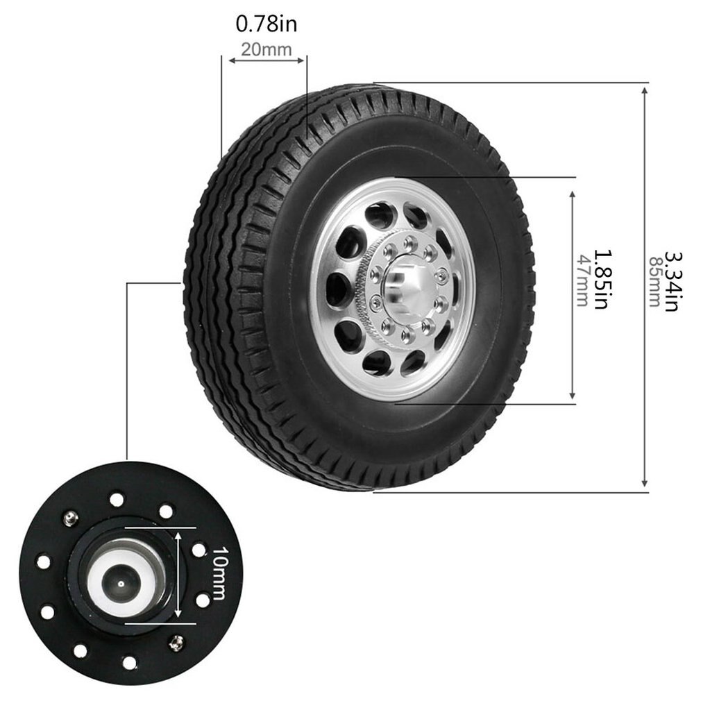 2 Stuks Voor Rc Trailer Banden Aluminium Naven Voor 1/14 Voor Tamiya 10 Spoke Tire Tractor Truck Rc Crawler