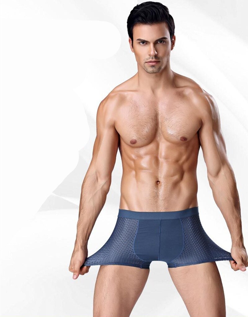 4 sztuk/partia plus rozmiar bokserki bielizna męska bambusa mężczyzna bokser przezroczysty człowiek dziura męska zestaw Figa oddychające męskie Underware
