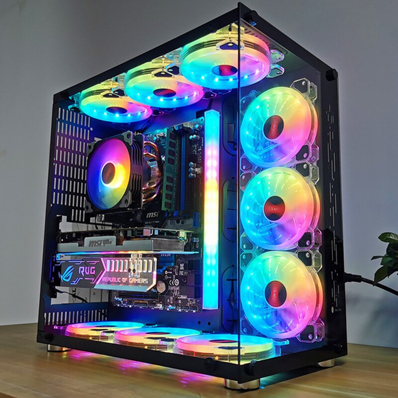 RGB Case Fans 120mm Ultra-Quiet RGB Chassis Cooling Fans with Remote Controller Speed Adjustable Colorful Cooler Arr