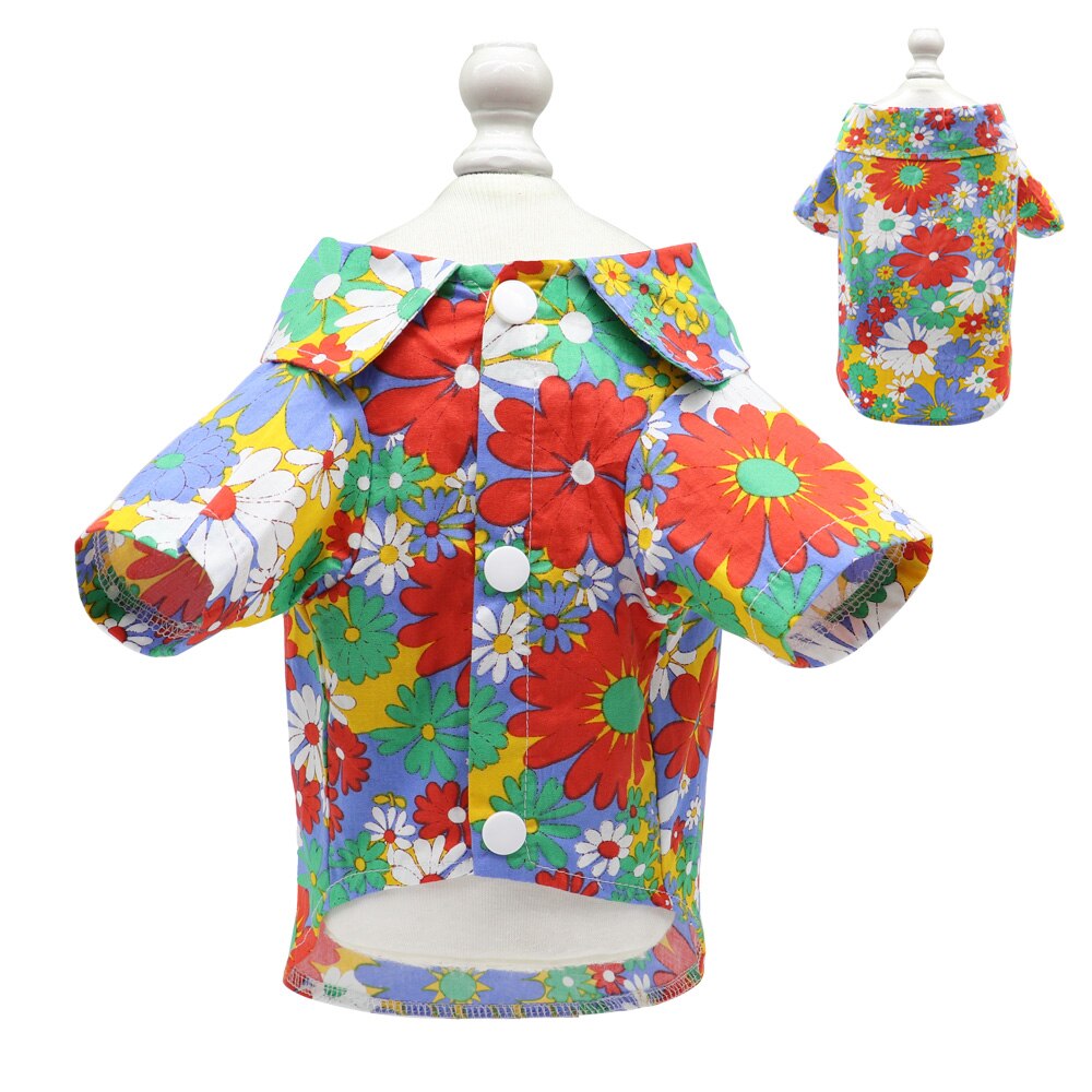 Summer Dog Shirts Clothes Floral Beach Clothes Vest Hawaiian Pet Clothing T-Shirt For Small Medium Large Dogs Cats Chihuahua: Orange / XL