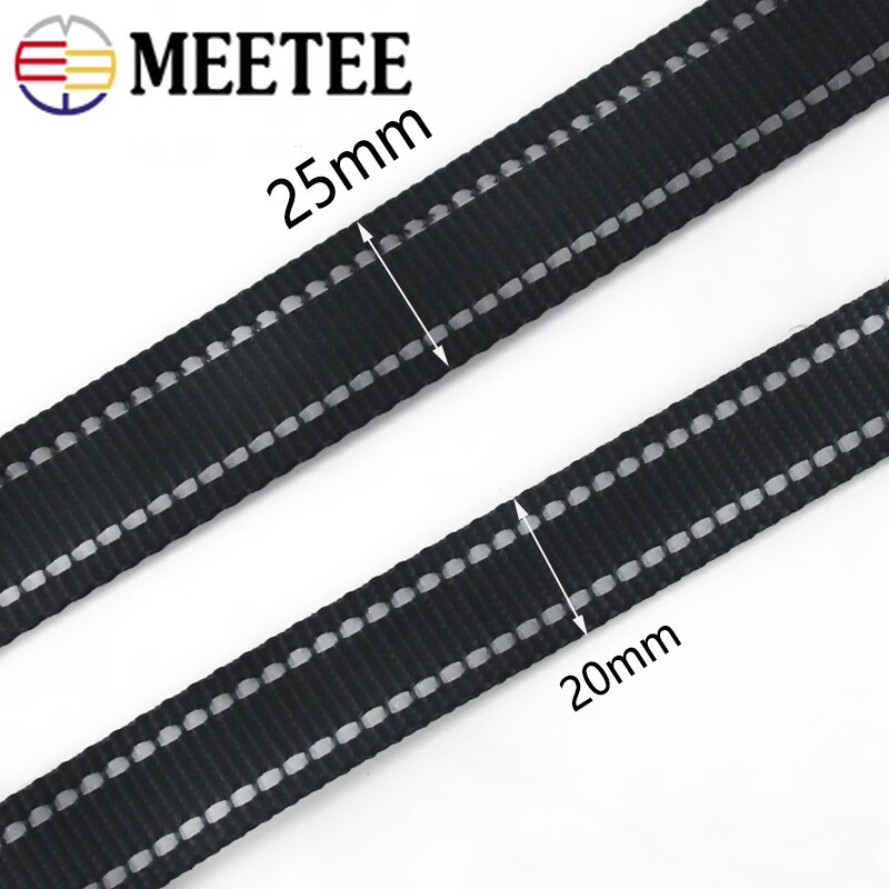 5M 20/25/38Mm 1.8Mm Dikke Zwarte Reflecterende Nylon Lint Voor Huisdier Kraag Knapzak belt Band Strap Tape Diy Tas Accessoires