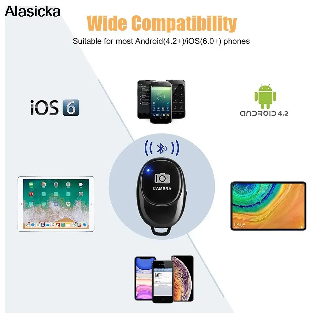 Akumulatorowy, zdalnie sterowany kontroler bezprzewodowy Mini Bluetooth Samowyzwalacz aparatu Przycisk zwalniania migawki Przycisk selfie