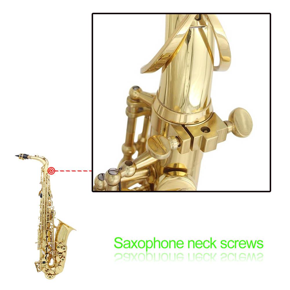 Ouro saxofone pescoço parafuso sax boca peça braçadeira parafuso de fixação plana parafuso instrumentos parte saxofone acessórios