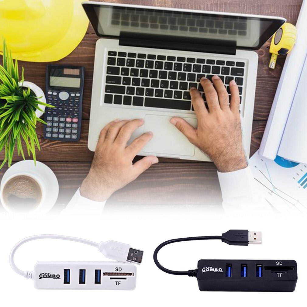 Micro Usb Hub 2.0 Multi Usb-poorten Combo Sd/Tf Kaartlezer Hub Usb Splitter 3 Port Usb Adapter voor Computer Accessoires