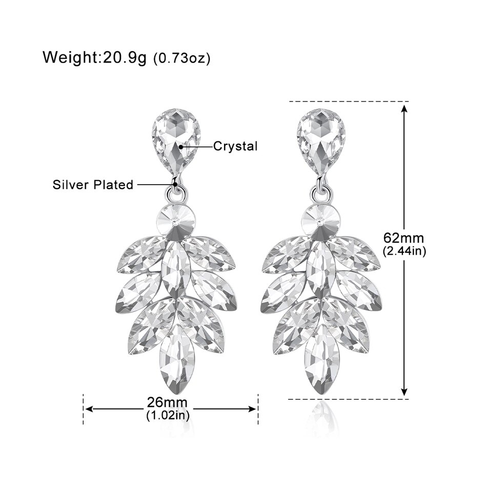 Mecresh Blatt Zweig Farbe Tropfen Ohrringe Haar Kamm setzt für Frauen SchöNe Kristall Hochzeit Braut Schmuck einstellen äh1626 + FS104