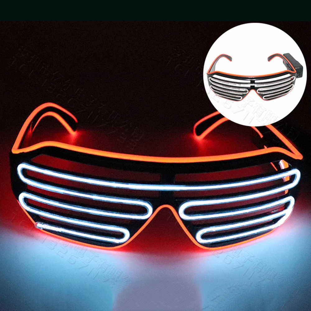 Lunettes rave néon à obturateur clignotant à LED, lueur dans l'obscurité, nuances, Noël, fête d'Halloween: WHITE