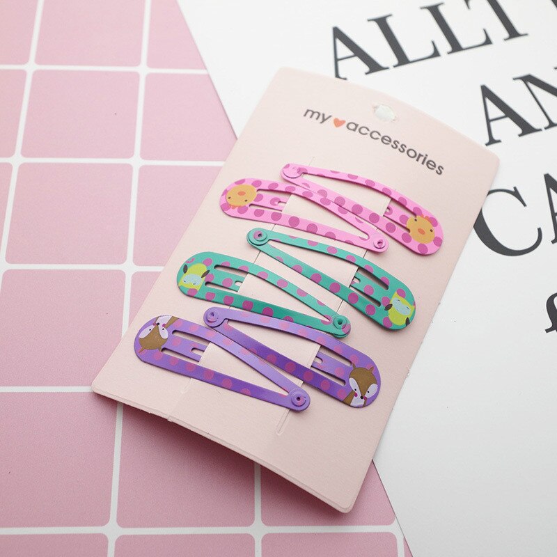 6PCS Neue Nette Cartoon Metall Druck Farbe Tier Baby BB Clips Kinder Headwear Kinder Zubehör Mädchen Haarnadeln Haar Clip