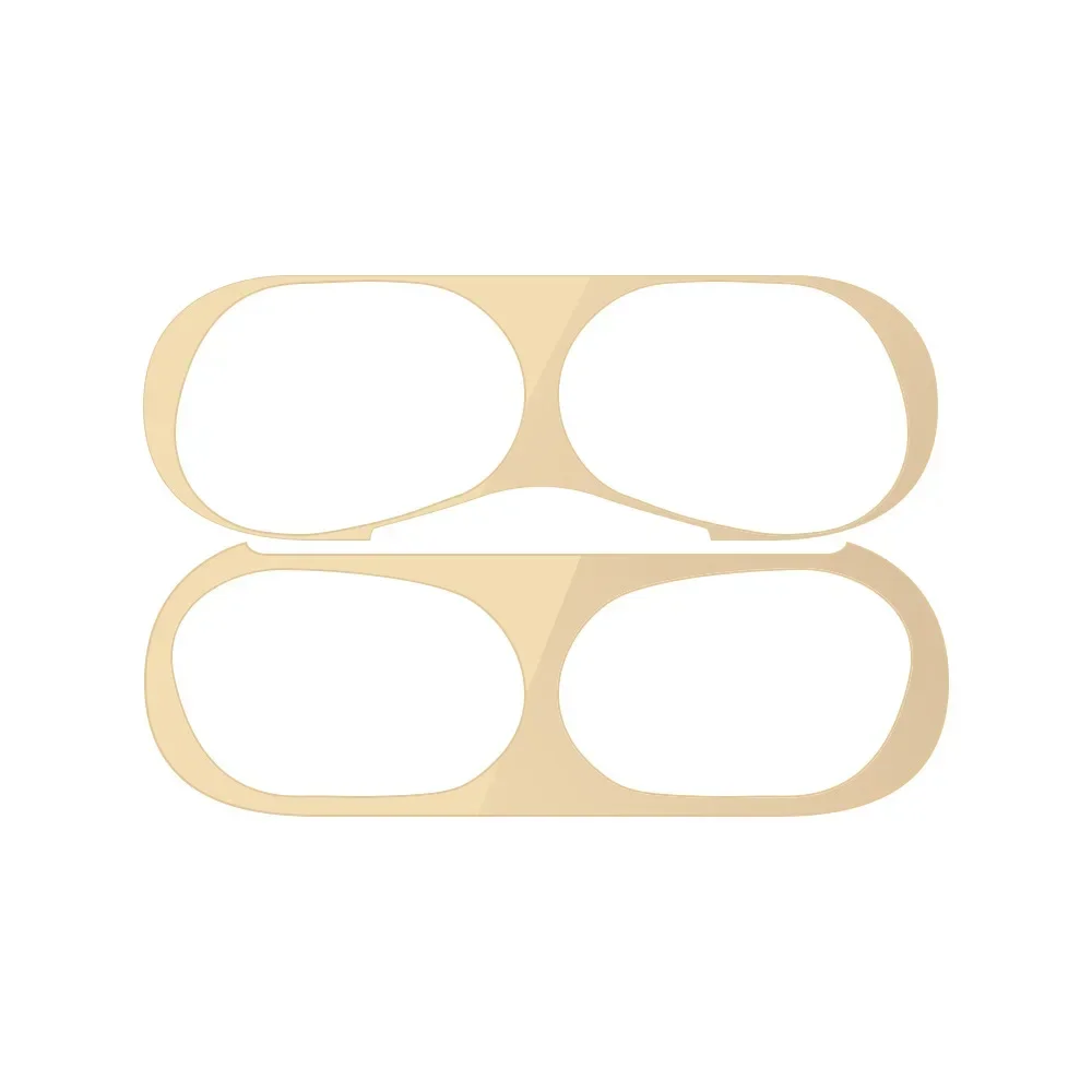 Autocollant AirPods pour Apple Airpods 1 2 3 Pro Pro2, boîte de chargement pour écouteurs, autocollant anti-poussière, autocollants de protection contre la poussière en métal étanche: S / Or