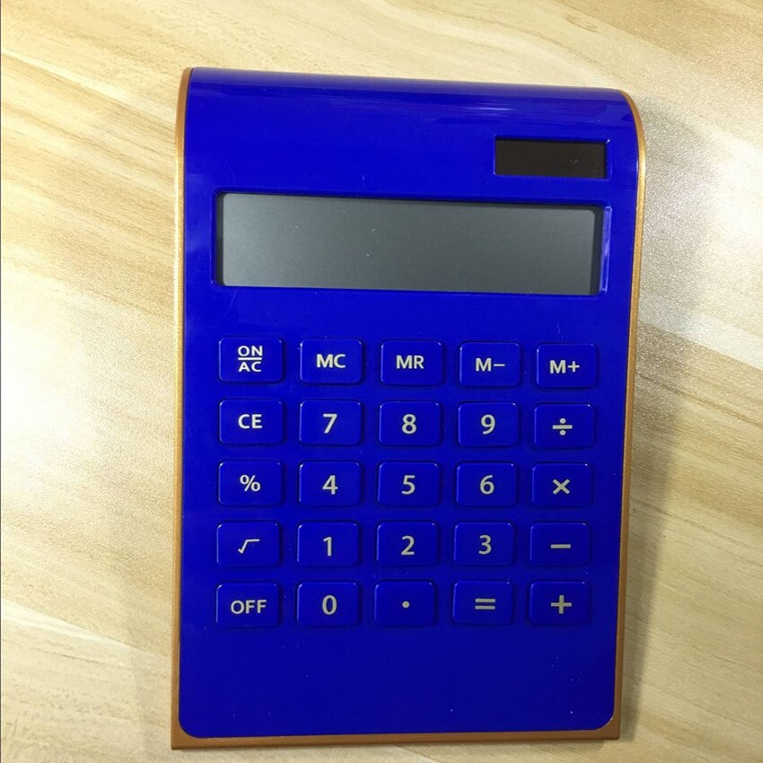 handheld solar battery calculator, dual power supply 10-digit display calculator plastic red/blue/white/black