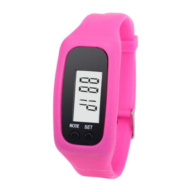 Eenvoudige Vogue Sport Horloge Digitale Lcd Stappenteller Run Stap Loopafstand Calorie Counter Armband Pols Klok Reloj Deportivo: Hot Pink