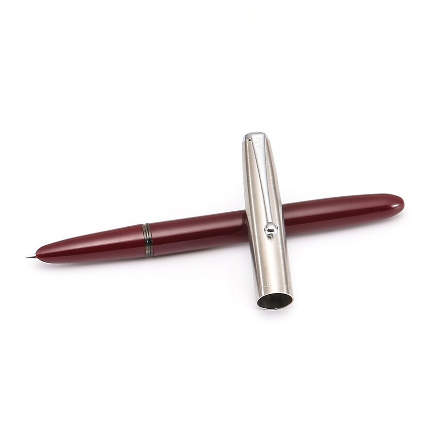 Jinhao Vision Fountain Pen, Steel Metal Cap, Nice Color Transparent Barrel, Fine Nib Office Finance School Student writing A6994: Wine red
