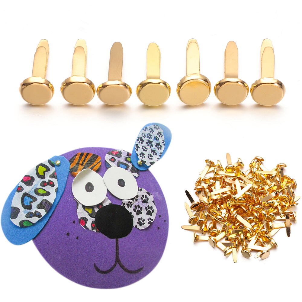 100 PCs Metal Brad Studs Spikes Scrapbook Embellishment Clasp Fastener DIY Photo Album Crafts Decoration Practical Useful