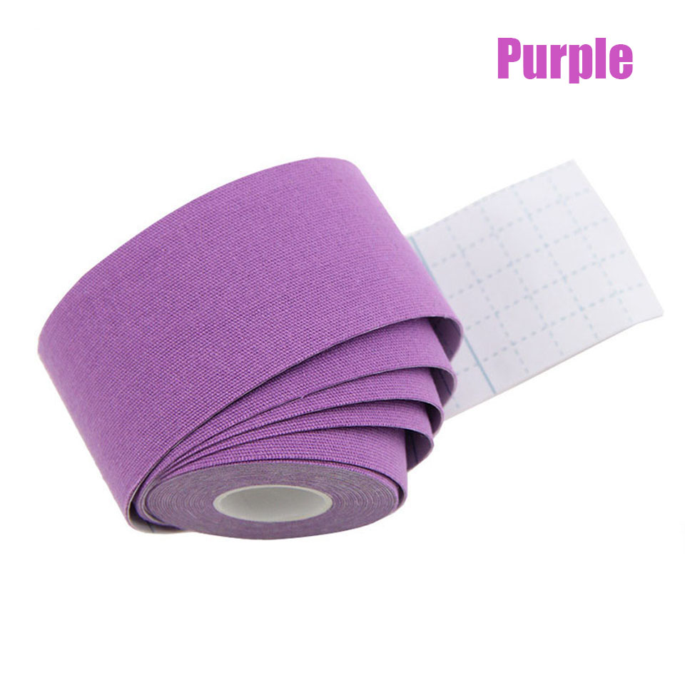Cinta de kinesiología de una pieza, vendaje muscular deportivo, cinta adhesiva elástica de algodón para lesiones por tensión, alivio del dolor muscular de rodilla: S / Morado