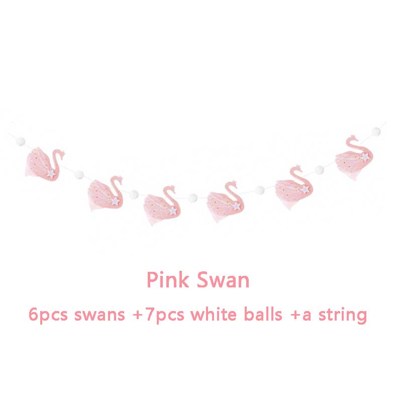 Banderole de cygne en tissu rose blanc, décorations de mariage pour la maison, guirlande, fournitures de fête d'anniversaire, bannière, décor de fête prénatale pour filles