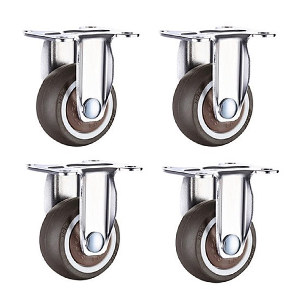 1.25/1.5/2 Inch Swivel Rubber Caster Wheels 4PCS Heavy Duty Rubber Caster Wheels with 360 Degree for Furniture Industry