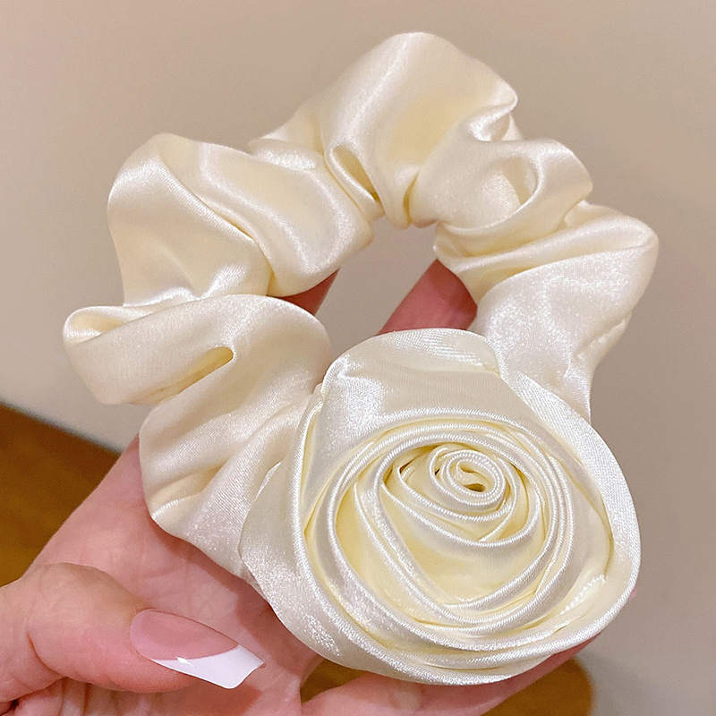 Cinta elástica para el cabello con flores rosas para mujer y niña, lazos de cuerda para el cabello, coleteros con flores, accesorios para el cabello: Azul cielo