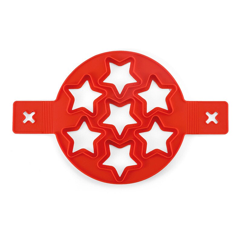 1Pcs Silicone Non Stick Fantastische Ei Pannenkoek Maker Ring Keuken Bakken Omelet Mallen Flip Fornuis Ei Ring Mold: star-red