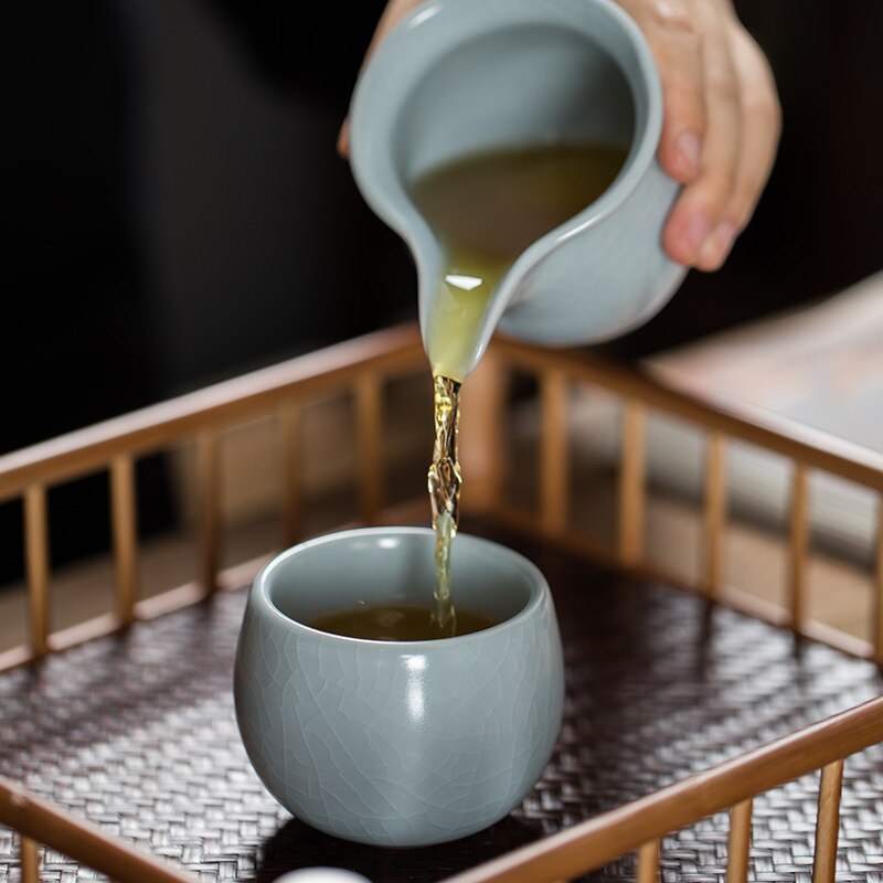 Ru Yao, taza de Jade Zen, taza maestra, taza individual de cerámica hecha a mano, mesa de té, juego de té Kung Fu, taza de té de cerámica, taza individual