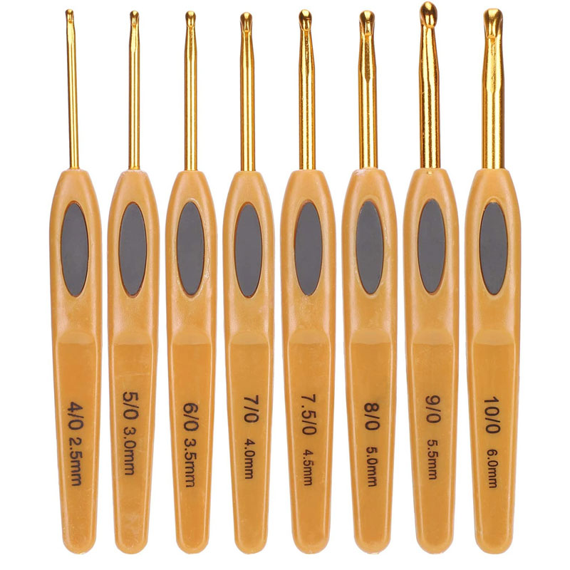 8Pcs/Set 2.5-6.0mm Crochet Hooks Aluminum Ergonomic Knitting Needle Hook Crochet Hook Knitting Needles for Crocheting Yarn Craft