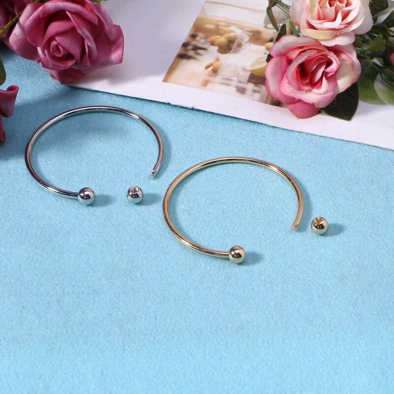10 pezzi placcato argento bianco braccialetto braccialetto vite fine palla polsino perline fascino gioielli fai da te per donna uomo polsino regali braccialetto