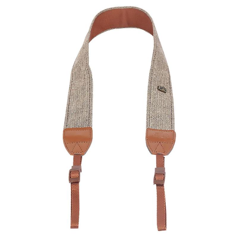 Universal Adjustable Cotton Leather Camera Shoulder Strap for DSLR Cameras:  	Light Brown