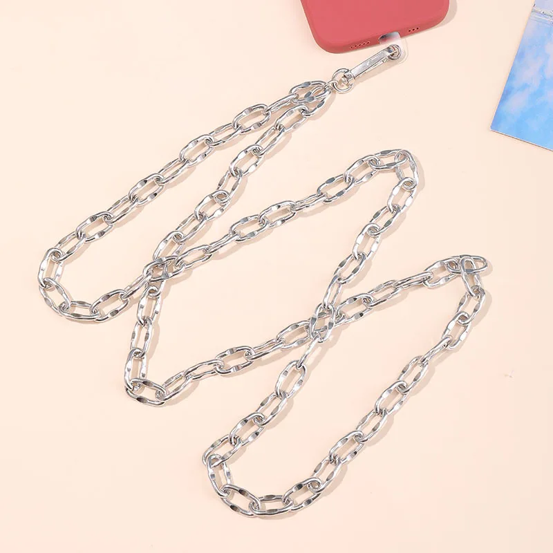 Universellt telefonsnodd metallhalsrem nyckelband för mobiltelefoner anti-borttappningsremmar greppkedja crossbody-tillbehör: Rosröd