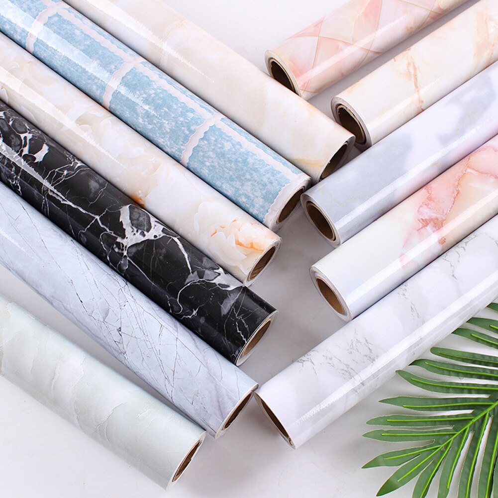 60*100cm PVC Marble Waterproof Contact Paper Self Adhesive Wallpaper Decor Film Kitchen Cabinet Countertop Furniture Sticker