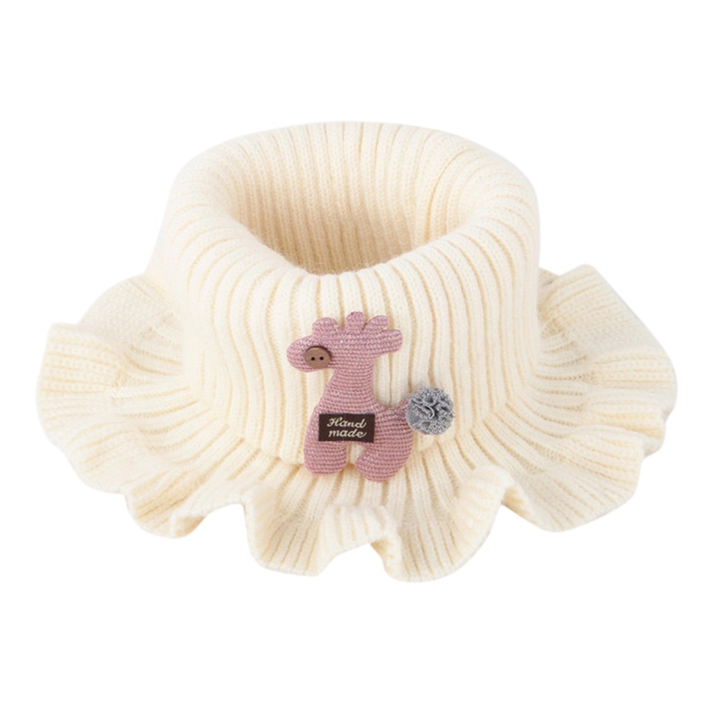 Baby Sjaal Winter Kids Jongens Meisjes Gebreide Sjaal Peuter Leuke Cartoon Warmer Haak Cowl Kraag Cirkel Sjaal Bufanda: Beige