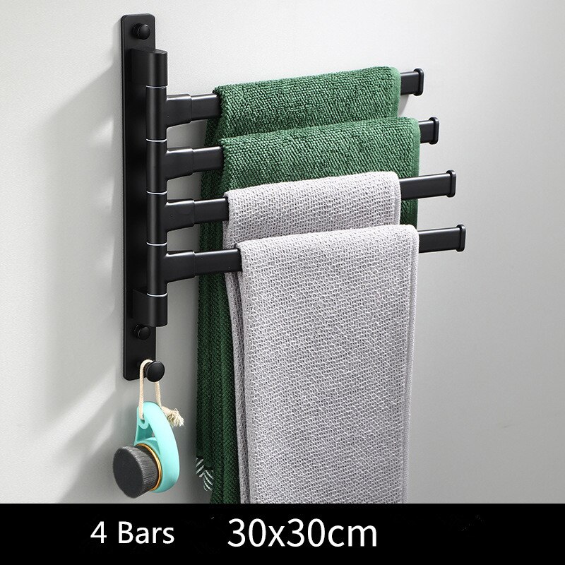 Swivel Handdoek Houder Zwarte Handdoek Hangers Wall Mounted 2-5 Badkamer Handdoek Rail Rack Aluminium Badkamer Handdoek Bar hanger: black 4 bars