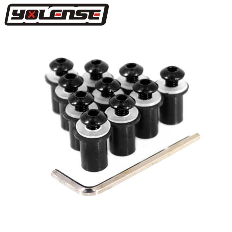 Yleiskäyttöiset 10 kpl  m5 5mm tuulilasin tuulilasin pultit ruuvisarjat suzukille  an250 an400 an650 sv400 sv650 dl650 gsf 650 sv1000: Musta