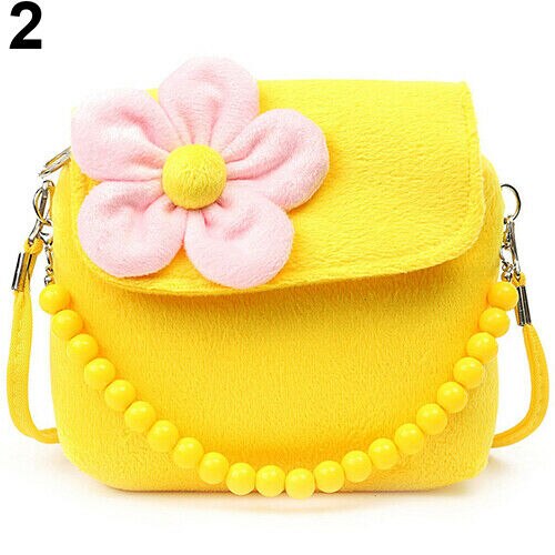 Kid Meisje Handtassen Prinses Bloem Schoudertas Mini Purse Kind Crossbody Tassen: YELLOW