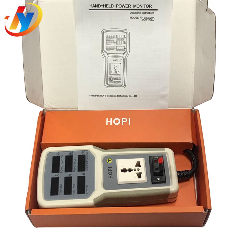 HOPI HP9800 Handheld Power Monitor Energy Meter Analyzer HP-9800 20A LED Saving Lamps Tester EU/AU/UK/US Plug Socket
