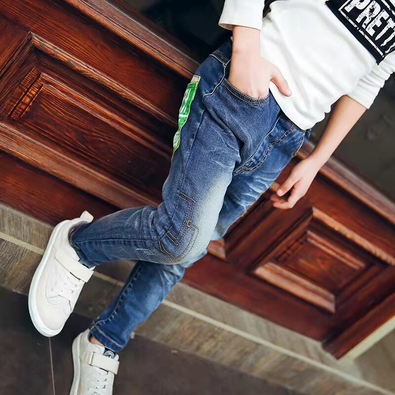 Ienens crianças meninos da menina denim roupas calças crianças veste roupas bottoms do bebê menino calças de brim magros 4 5 6 7 8 9 10 11 anos