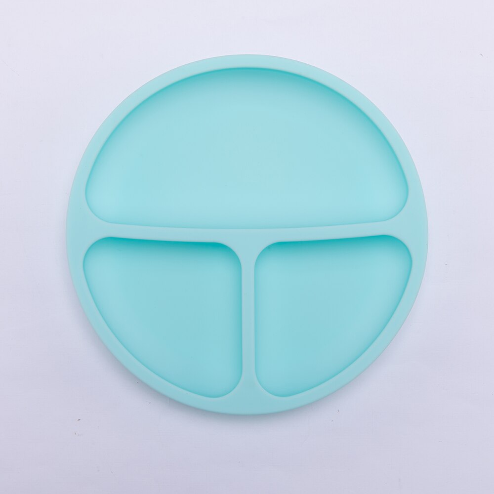 Silikone baby rund middagstallerken børneservice madtallerken foderskål splintfri tallerken: Grøn