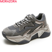 MORAZORA otoño mujer Zapatillas cómodas talón plano punta redonda zapatos casuales cordones para arriba zapatos de mujer de