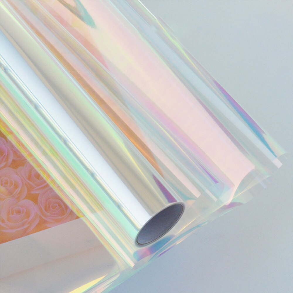 10m Iridescent Flower Bouquet Wrapping Cellophane Rainbow Film Valentines Day Packaging Birthday Wedding Party Decorations