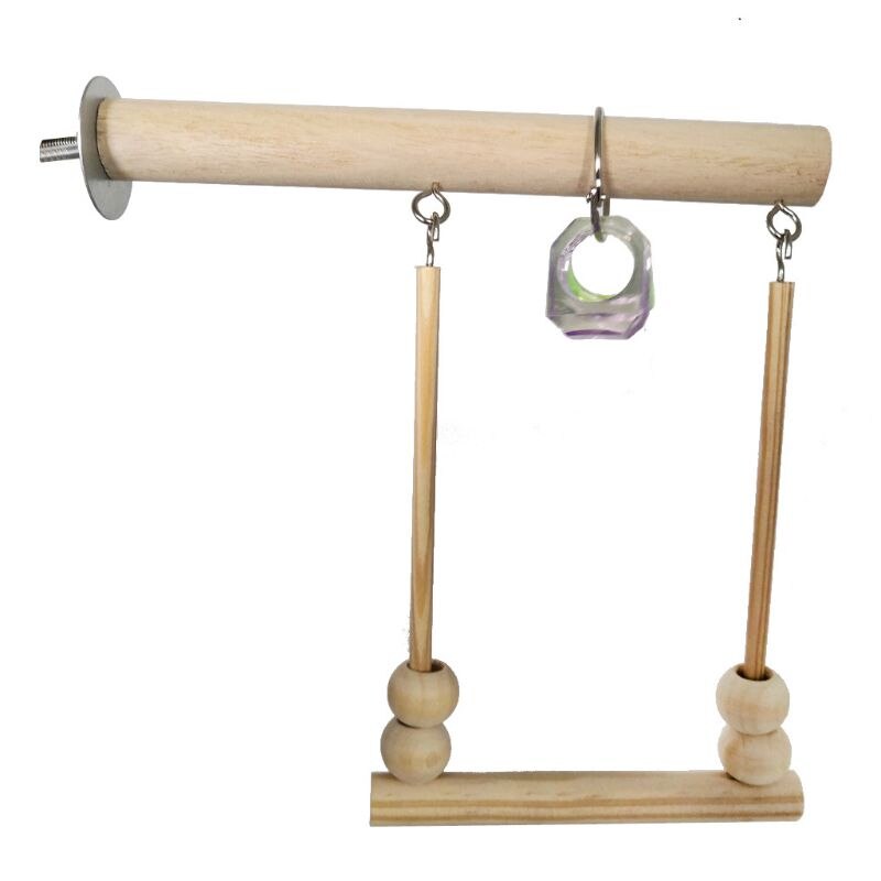View of Parrot Nibble Wood Color Swing Standing Bar Bird P... - Grandado