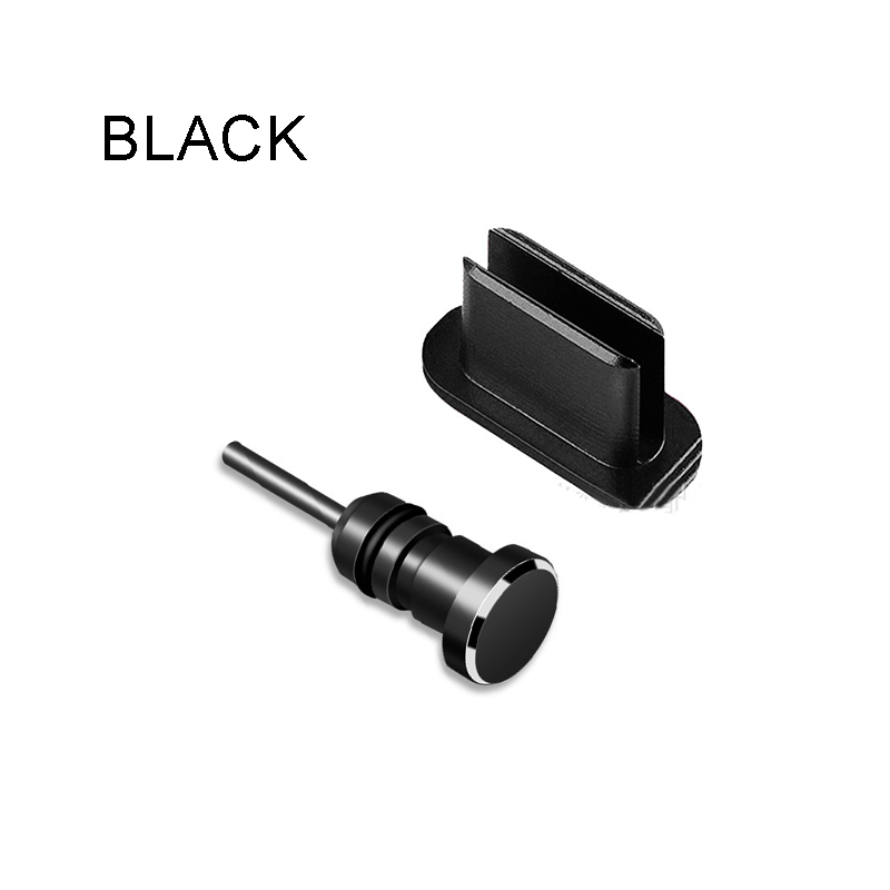 Protector de teléfono Usb c, enchufe antipolvo para Usb, cubierta antipolvo, accesorios para teléfono celular, tapa antipolvo tipo c, conector para auriculares: Negro